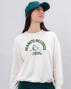 Peanuts Records Rundgeschnittenes Sweatshirt Weiß from Brava Fabrics