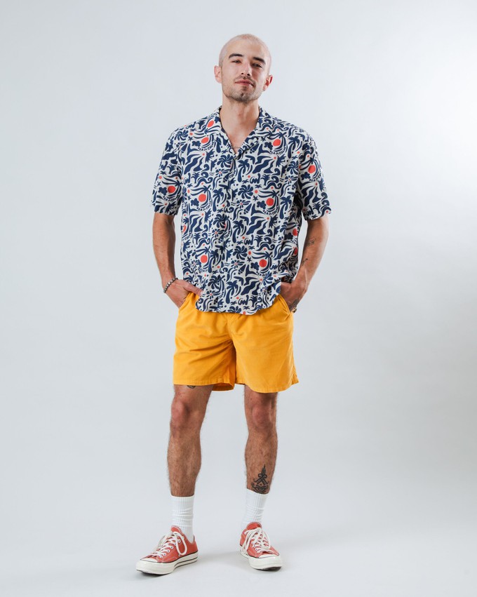 Ola de Calor Aloha Shirt Navy from Brava Fabrics