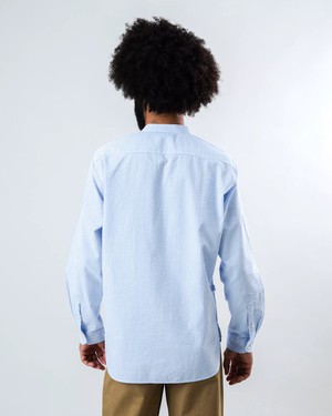 Seersucker Henley Shirt Blue from Brava Fabrics