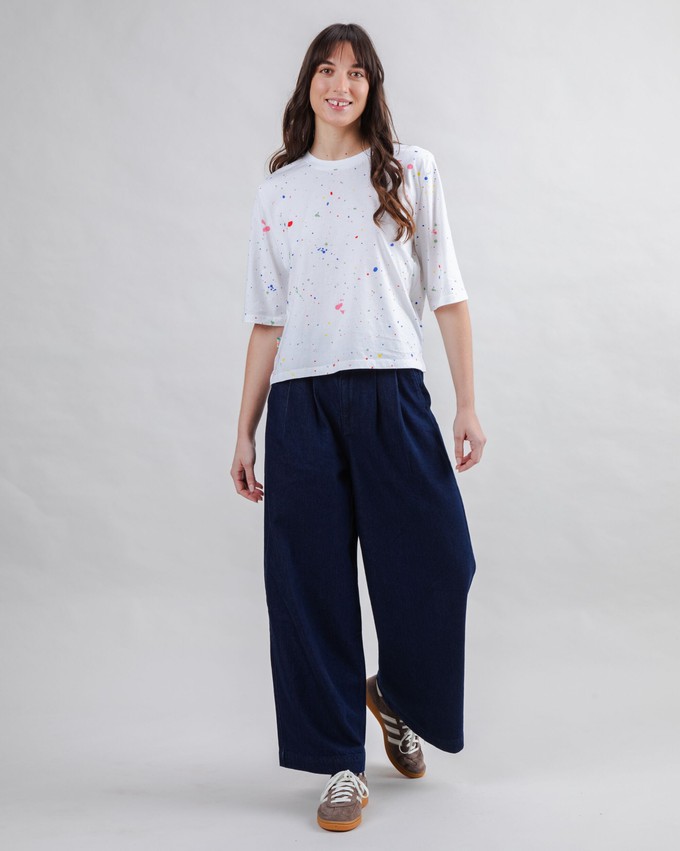 Splash Paint T-Shirt mit Quadratprint Weiß from Brava Fabrics