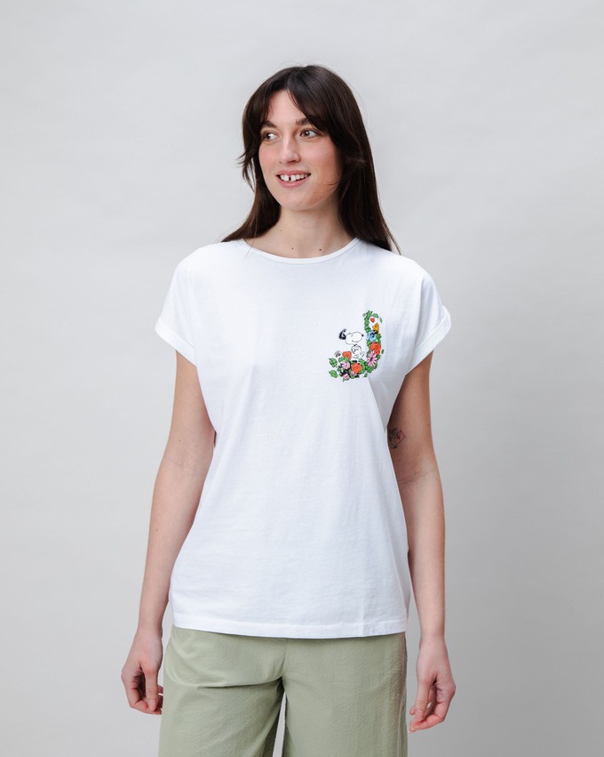 Peanuts Flowers Scoop Tee White from Brava Fabrics