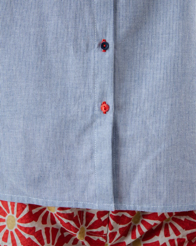 Pinstripes Batwing Sleeve Blouse Blue from Brava Fabrics