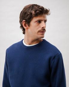 Strukturierter Baumwollpullover Marine via Brava Fabrics