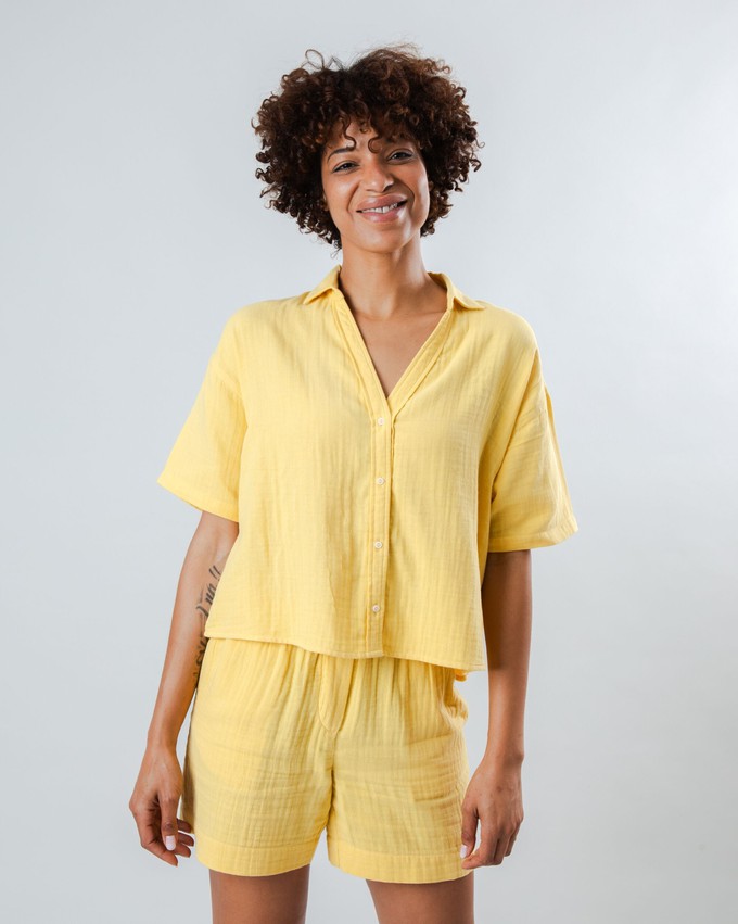 Bubble Cropped Bluse Gelb from Brava Fabrics
