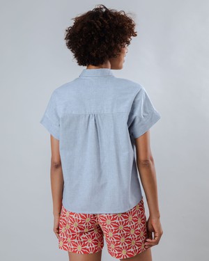 Pinstripes Batwing Sleeve Blouse Blue from Brava Fabrics