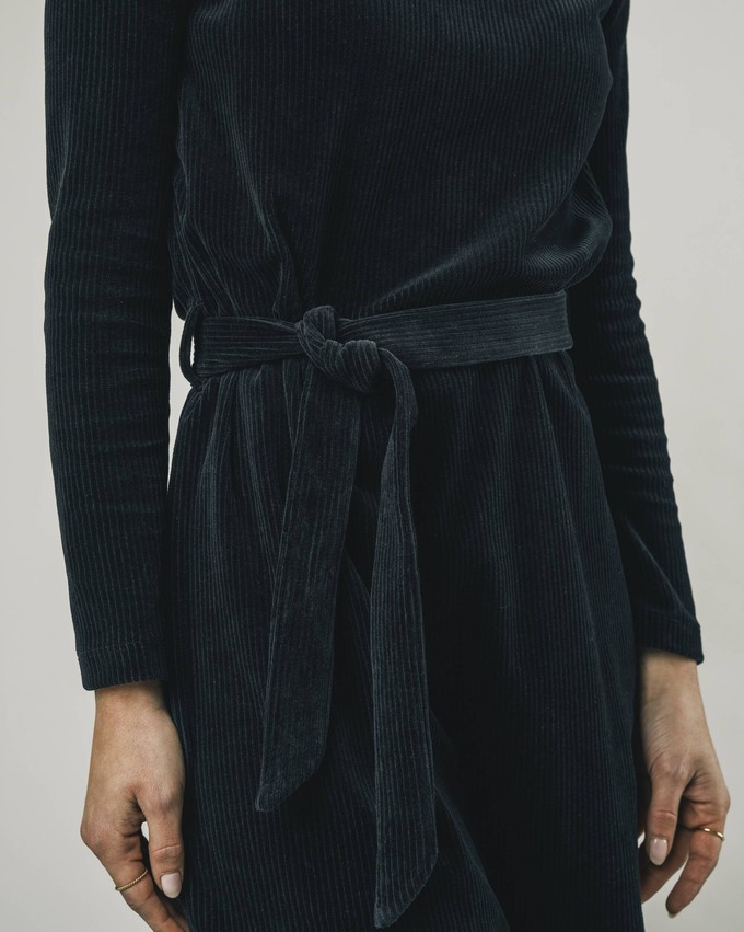 Corduroy Belted Dress Black from Brava Fabrics