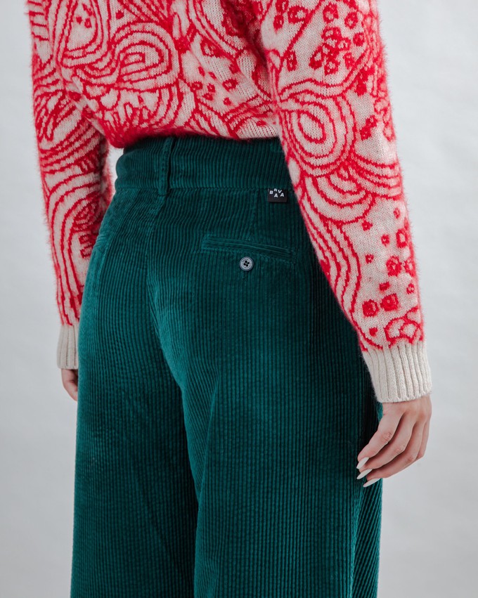 Corduroy Faltenhose Dunkelgrün from Brava Fabrics