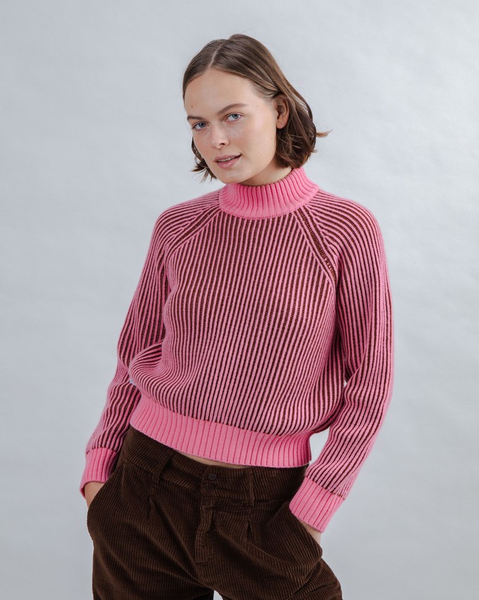 Bicolor Woll Cropped Sweater Pink from Brava Fabrics