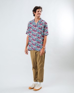 Asis Percales Tigris Aloha Shirt Ecru from Brava Fabrics