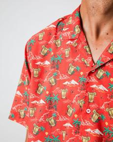 Jungle Juice Aloha Hemden Rot via Brava Fabrics