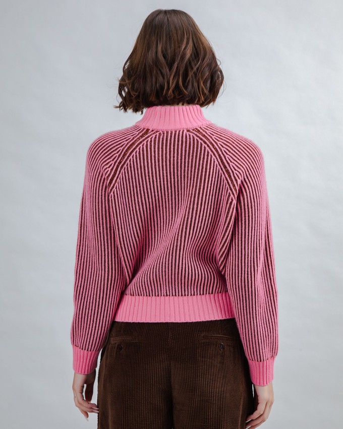 Bicolor Woll Cropped Sweater Pink from Brava Fabrics