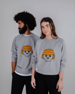 Playmobil Face Baumwoll-Sweatshirt Grau Melange from Brava Fabrics