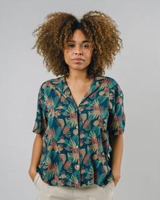 Flower Vichy Aloha Bluse Marineblau via Brava Fabrics