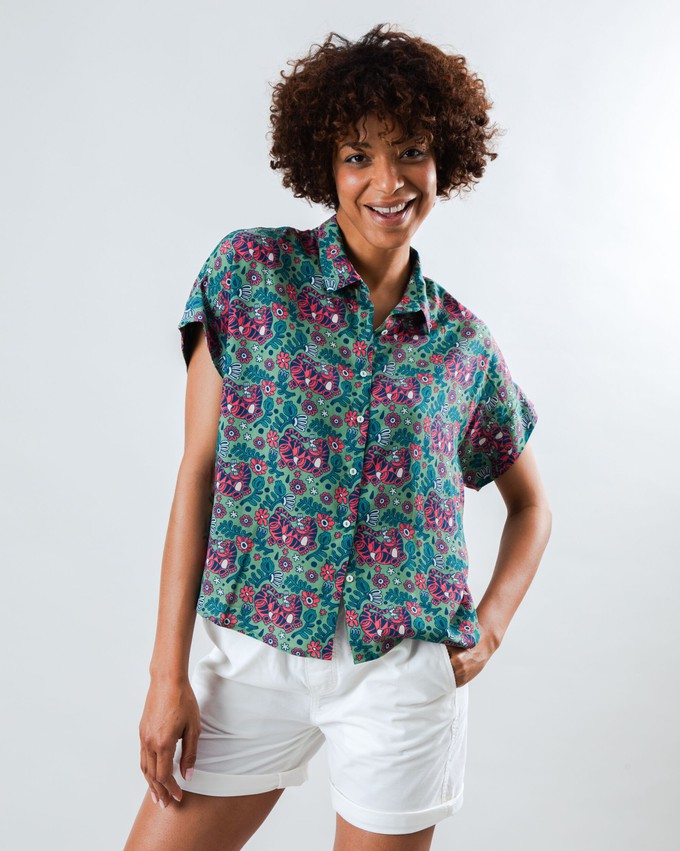 Asis Percales Tigris Batwing Bluse Grün from Brava Fabrics