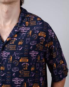 Buffet Aloha Shirt Marineblau via Brava Fabrics