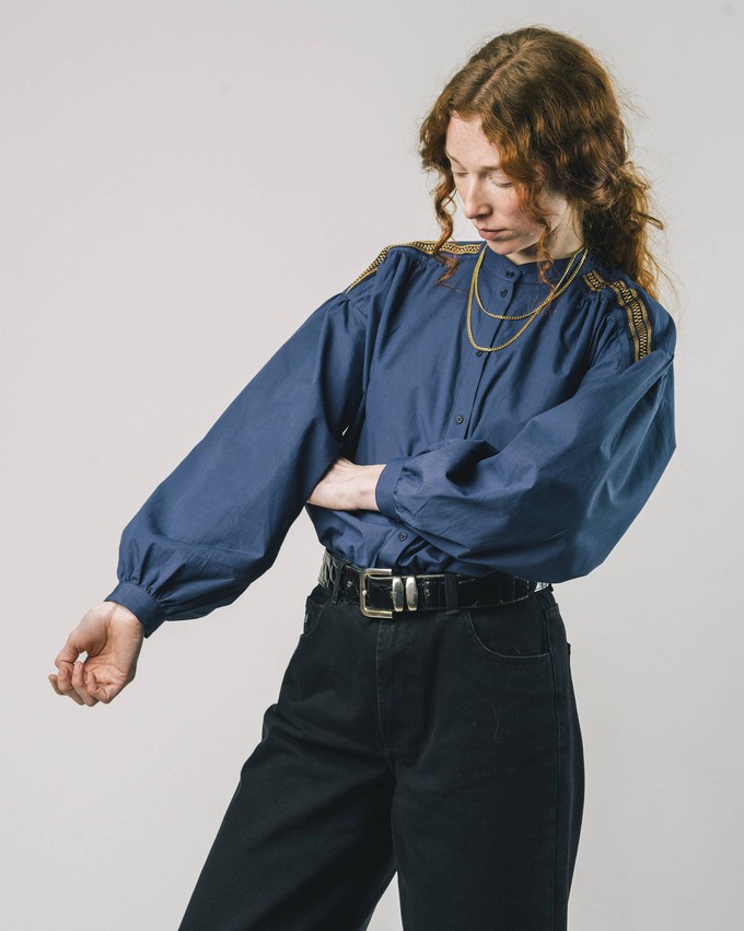 Ribbon Bluse Navy from Brava Fabrics