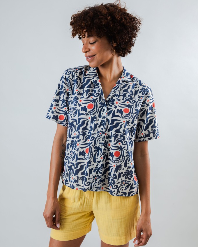 Ola de Calor Aloha Blouse Navy from Brava Fabrics