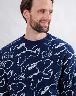 Peanuts Jacquard Pullover Navy from Brava Fabrics