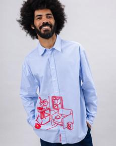 The Indoor Society Streifenhemd Blau via Brava Fabrics