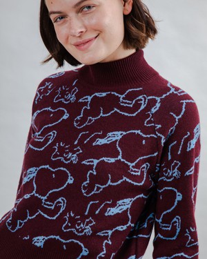 Peanuts Kurzpullover Jacquard Schokolade from Brava Fabrics