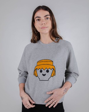 Playmobil Face Baumwoll-Sweatshirt Grau Melange from Brava Fabrics
