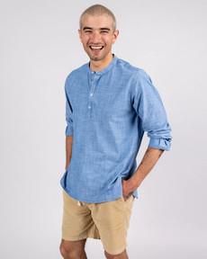 Denim Henley Shirt Indigo via Brava Fabrics