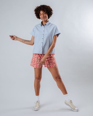 Pinstripes Batwing Sleeve Blouse Blue from Brava Fabrics