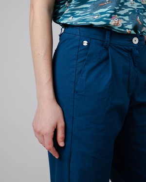 Elastische plissierte Chino Baumwoll-Hose Marineblau from Brava Fabrics