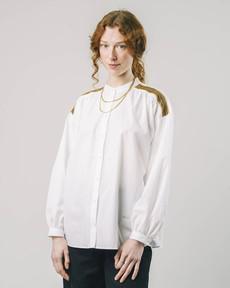Ribbon Bluse Off White via Brava Fabrics