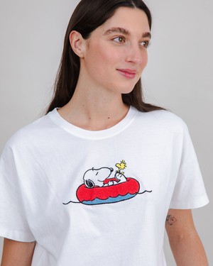 Peanuts Floating Oversize Tee White from Brava Fabrics