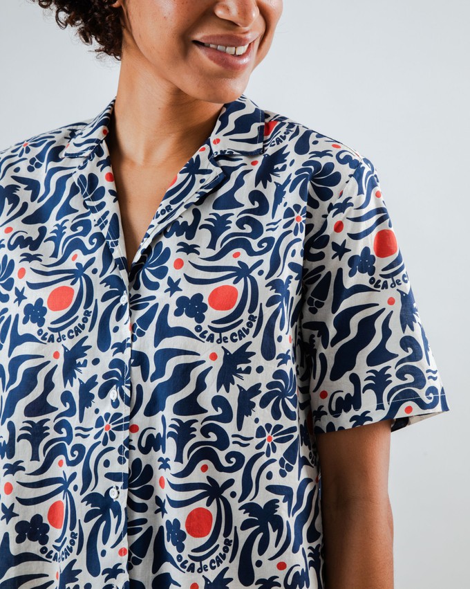 Ola de Calor Aloha Blouse Navy from Brava Fabrics