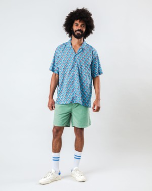 Water Gun Aloha Shirt Blue from Brava Fabrics
