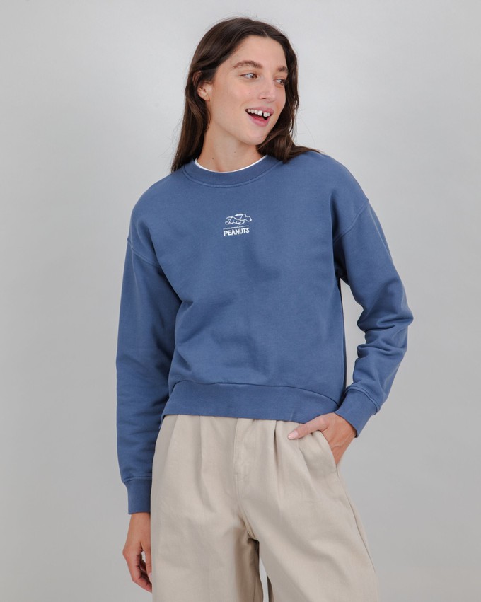 Peanuts Everybody’s in a Hurry Sweatshirt Indigo from Brava Fabrics