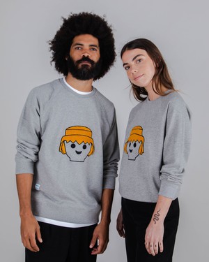 Playmobil Face Baumwoll-Sweatshirt Grau Melange from Brava Fabrics