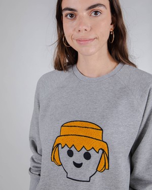 Playmobil Face Baumwoll-Sweatshirt Grau Melange from Brava Fabrics
