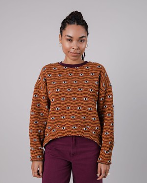 Eyes Jacquard Sweatshirt Orange from Brava Fabrics