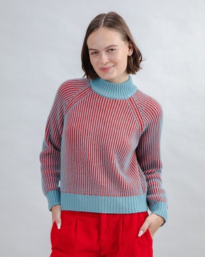 Bicolor Woll Kurzpullover Blau from Brava Fabrics