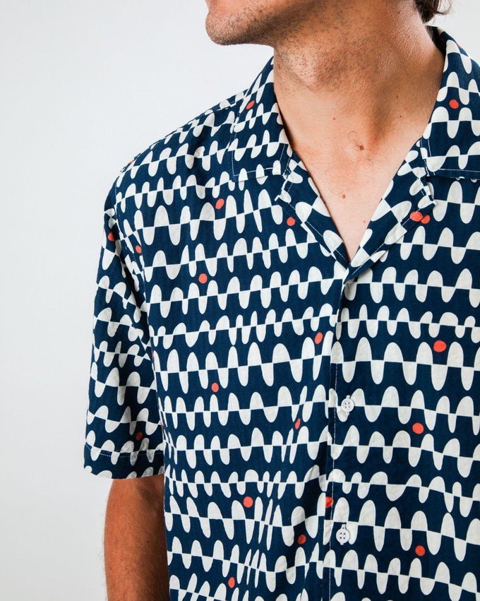 Sunset Aloha Shirt Navy from Brava Fabrics
