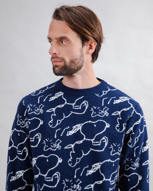 Peanuts Jacquard Pullover Navy from Brava Fabrics