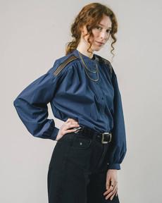 Ribbon Bluse Navy via Brava Fabrics