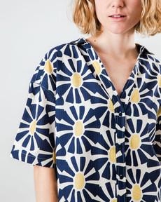 Marisol Cropped Blouse Navy via Brava Fabrics