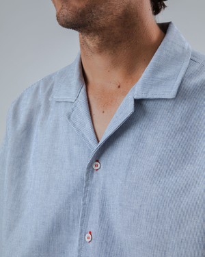 Pinstripes Aloha Shirt Blue from Brava Fabrics