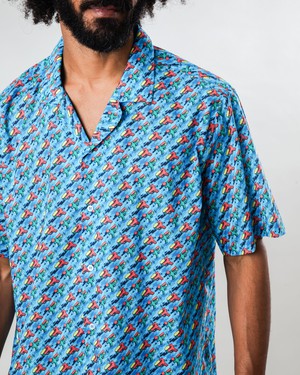 Water Gun Aloha Shirt Blue from Brava Fabrics