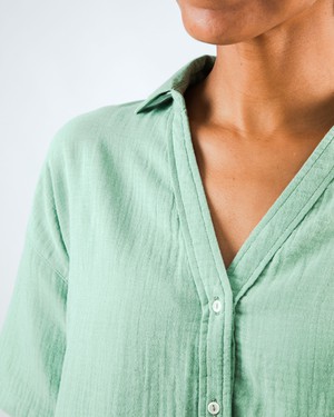Bubble Cropped Blouse Light Green from Brava Fabrics
