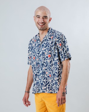 Ola de Calor Aloha Shirt Navy from Brava Fabrics