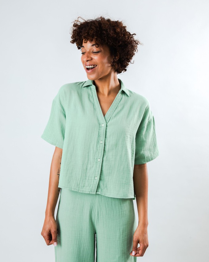 Bubble Cropped Blouse Light Green from Brava Fabrics