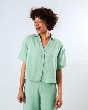 Bubble Cropped Blouse Light Green from Brava Fabrics