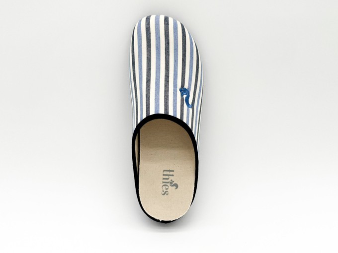 thies 1856 ® Eco Pyjama Slipper blue stripe (W/X) from COILEX