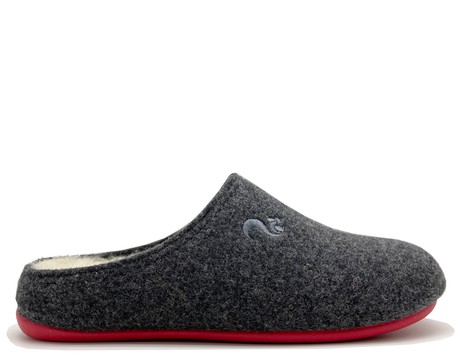 thies 1856 ® Recycled Wool Slippers dark grey red (W) from COILEX