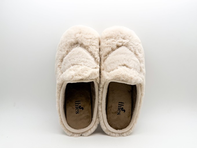 thies 1856 ® Rec Fluffy Heart Slipper vegan beige from COILEX